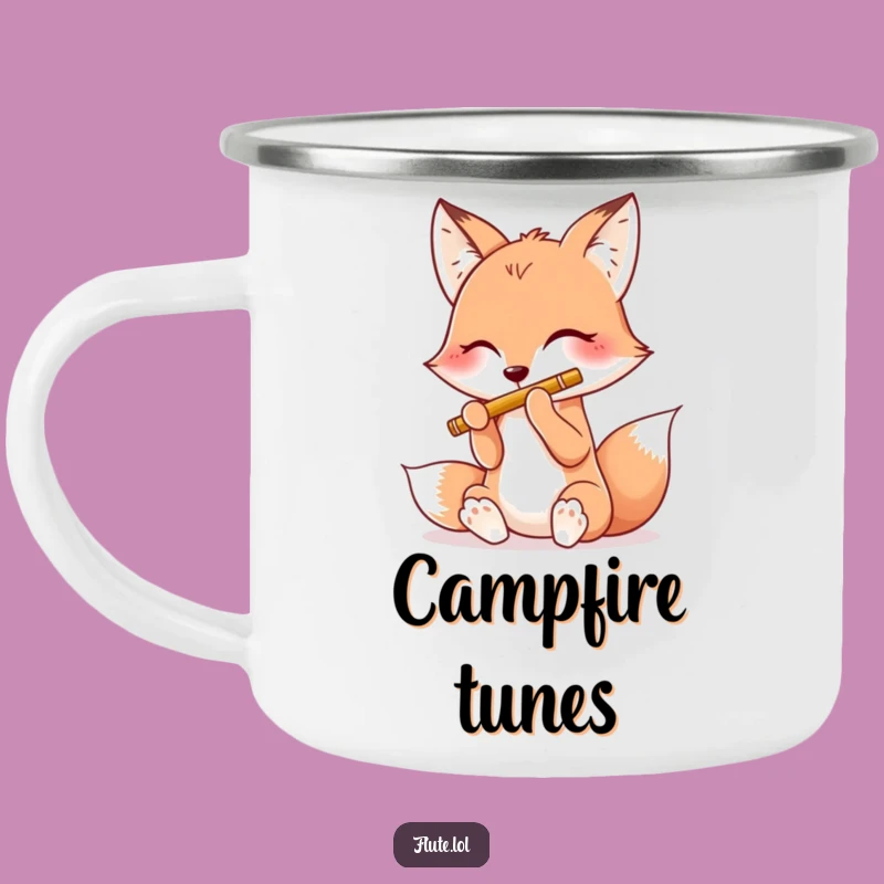 Funny Happy Fox Flute Camping Mug: Joyful Campfire Tunes, a Delightful Funny Gift