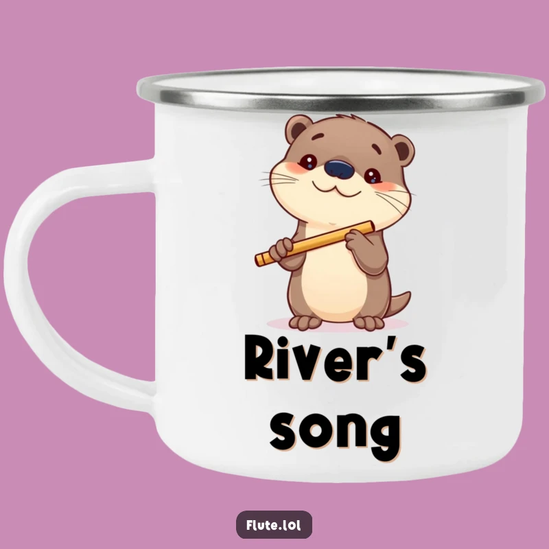 Funny Curious Otter Flute Camping Mug: Adventure Tunes in Nature, a Delightful Funny Gift