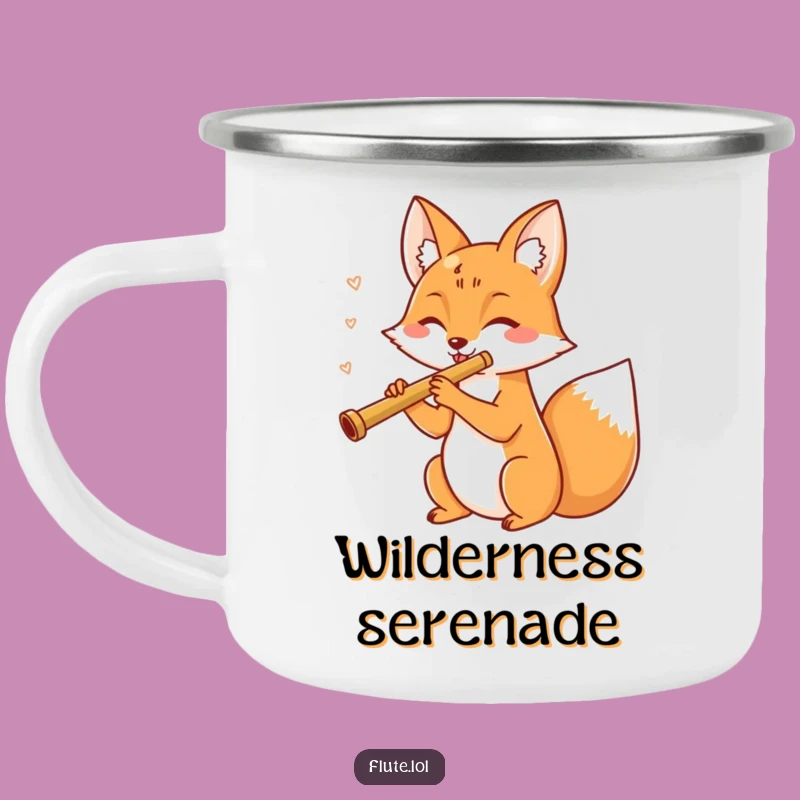 Funny Fox Flute Camping Mug: Sip Your Coffee to a Merry Tune!