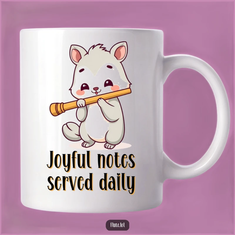 Funny Cheerful Flute Player Mug: Joyful Animal Musician Gift