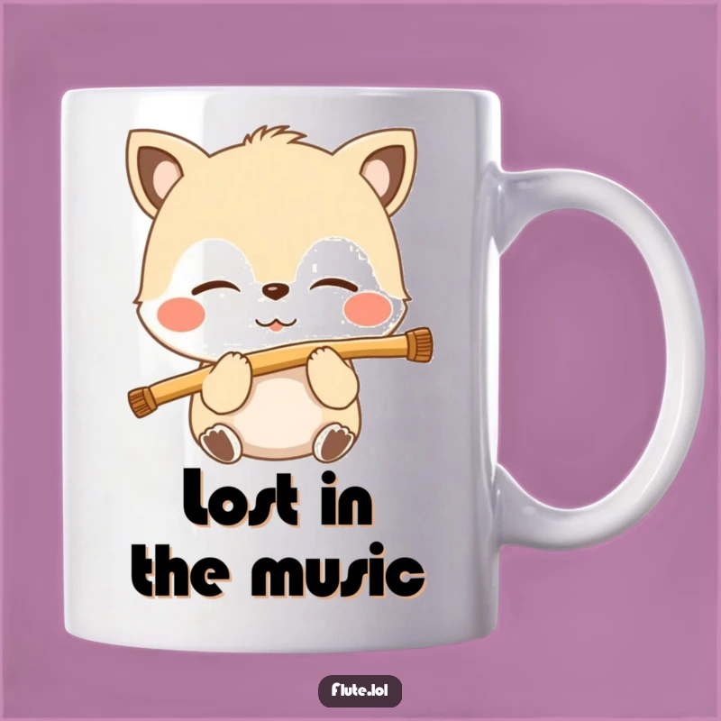 Funny Blissful Flute Breath Mug: Serene Animal Musician Gift