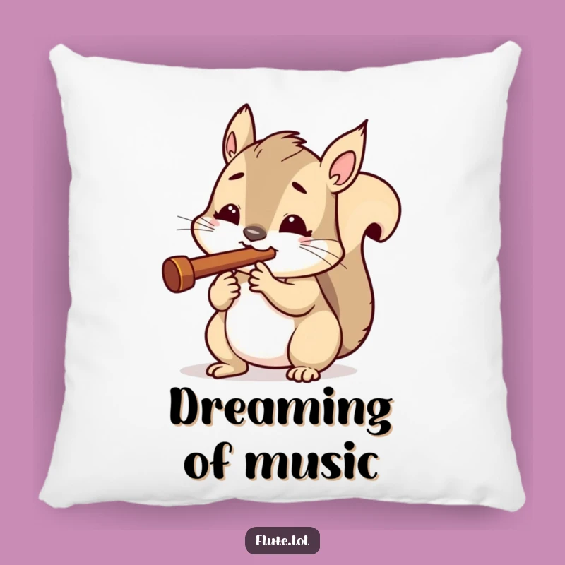 Funny Determined Squirrel Flute Pillow: Cozy Concentration Companion, a Perfect Funny Gift