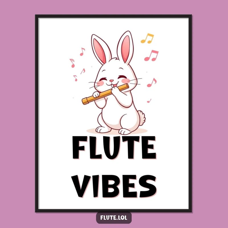 Funny Rabbit Flute Digital Art: Enchanting Wall Decor, an Instant Funny Gift Download
