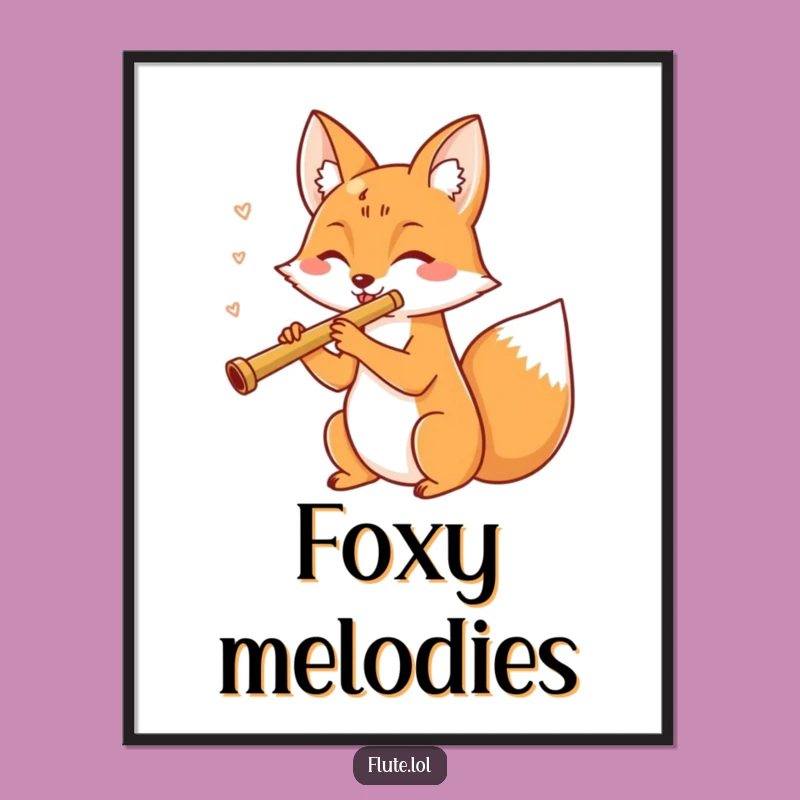 Funny Fox Flute Digital Art: Bring Merriment to Your Walls!