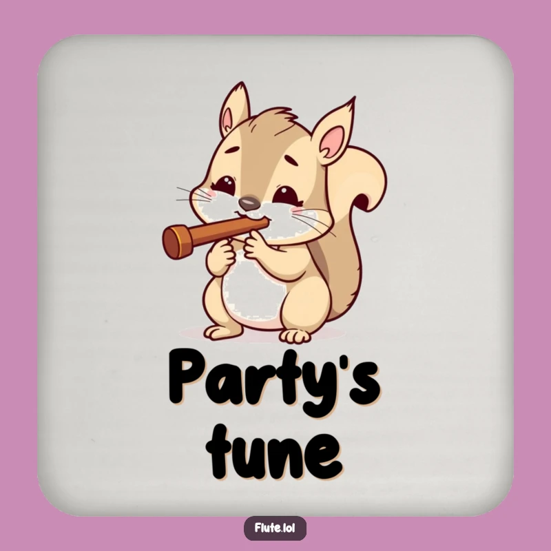 Funny Determined Squirrel Flute Coaster: Protect Surfaces with Focus, a Unique Funny Gift