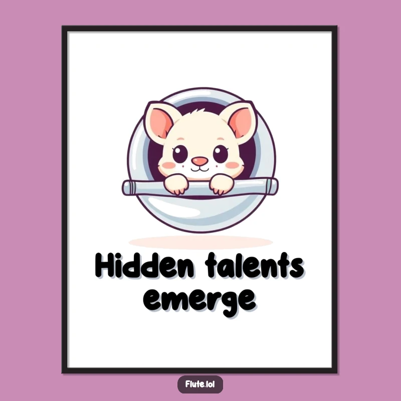 Funny Flute Peekaboo Poster: Humorous Animal Art for Music Lovers