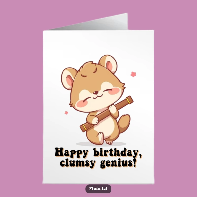 Free Printable Funny Tripping Animal Birthday Card - Comedic Flute Mishap