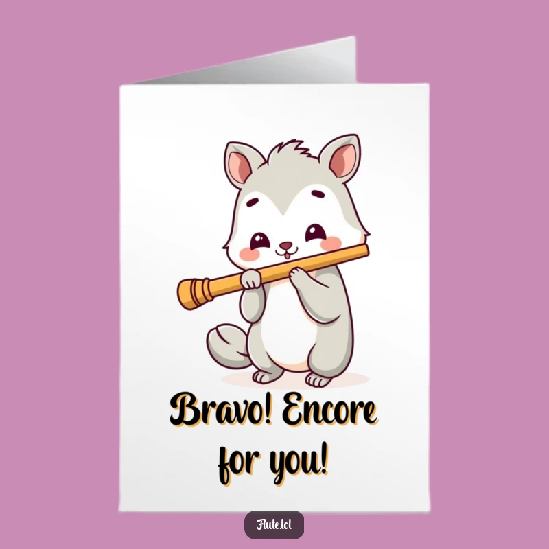 Free Printable Cheerful Flute Animal Congrats Card - Music Downloadable
