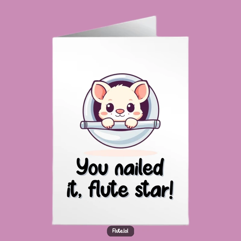 Free Printable Animal Congratulations Card - Shiny Flute Surprise Downloadable