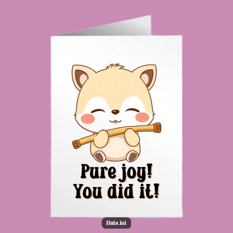 Free Printable Blissful Flute Animal Congrats Card - Serene Downloadable