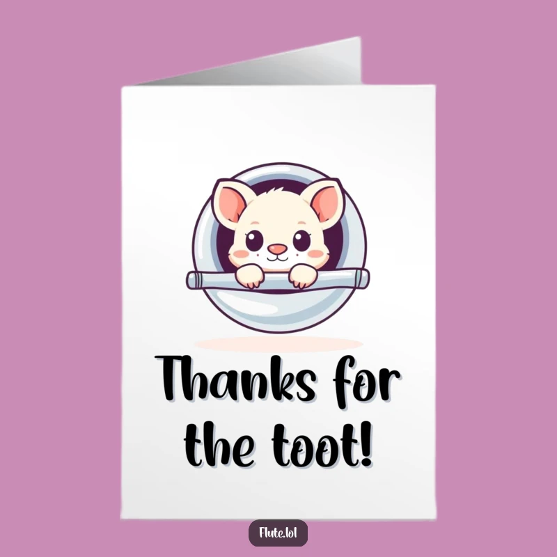 Free Printable Funny Thank You Card - Animal Flute Surprise Downloadable