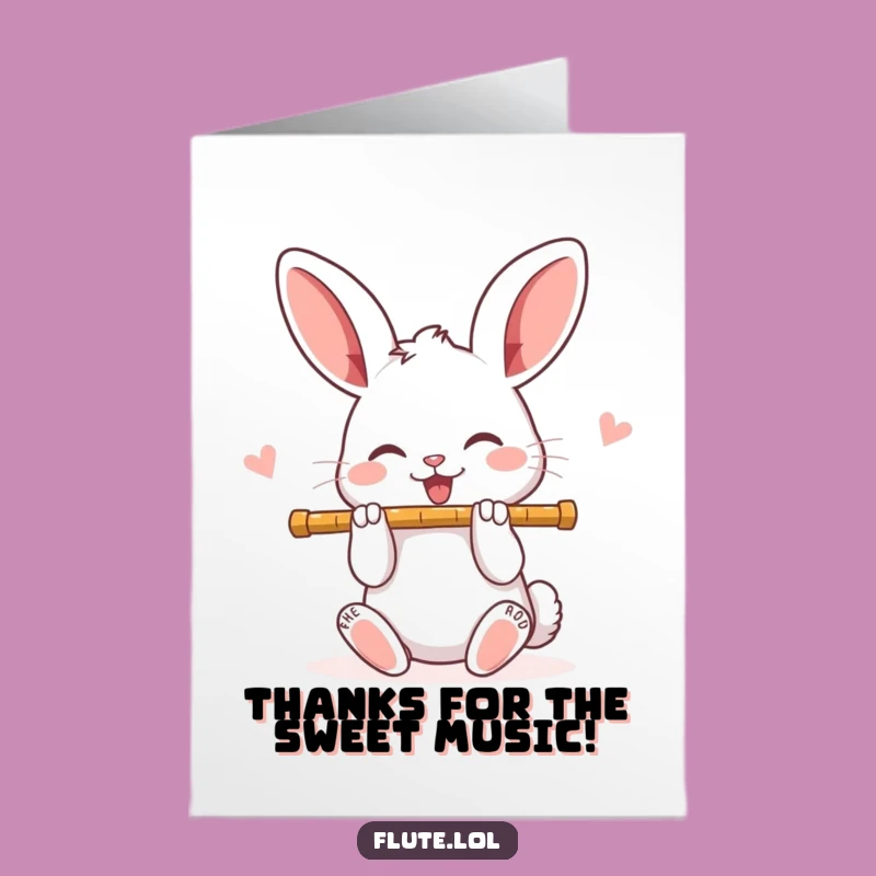 Free Printable Thank You Card: Grateful Rabbit Plays A Sweet Tune For You