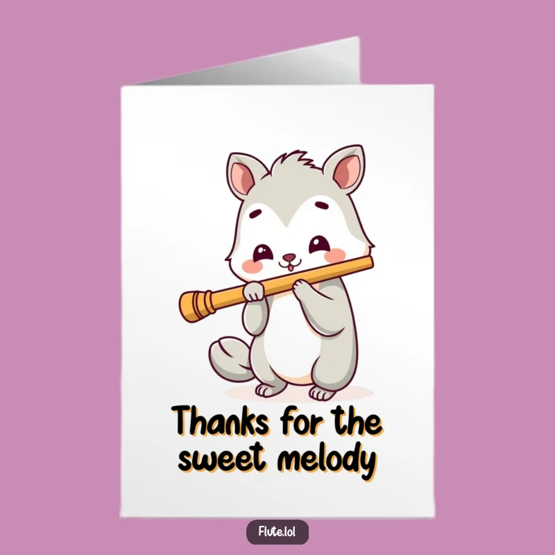 Free Printable Cheerful Flute Animal Thank You Card - Musical Thanks