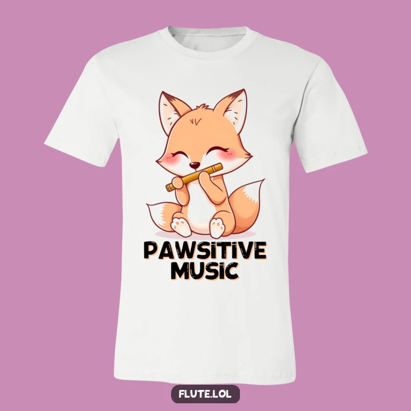 Funny Happy Fox Flute T-Shirt: Lively Music Tee, a Delightful Funny Gift for Fox Fans
