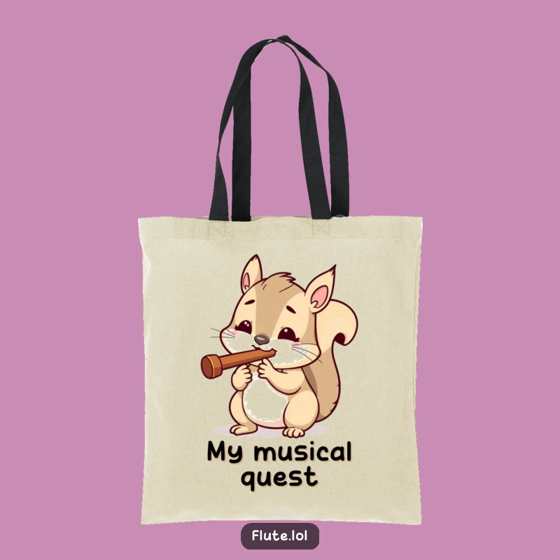 Funny Determined Squirrel Flute Tote Bag: Carry Your Focus with You, a Practical Funny Gift